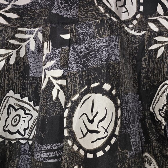 Vintage Summa Silk Hawaiian Shirt Mens S Black White Abstract 100% Silk Shirt - Picture 5 of 14